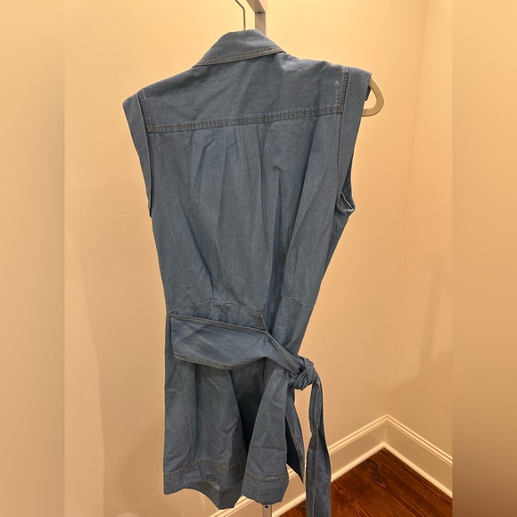 Derek Lam 10 Crosby Giselle Tie‑Front Cargo Mini Dress Light Wash Denim 6 NWT - Picture 10 of 10